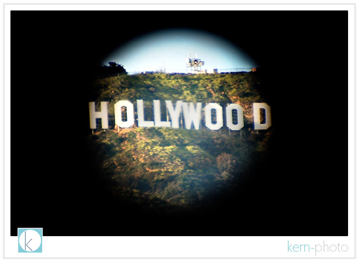 notorious hollywood sign. for 25 cents, you can stick your camera in front of huge telescopes