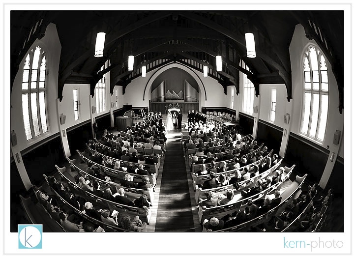a bird's eye glimpse of the packed ceremony at the first congregational church in boulder:<br />by kern photo