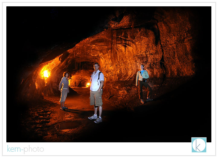 hiking inside thurston lava tube at night by kern photo