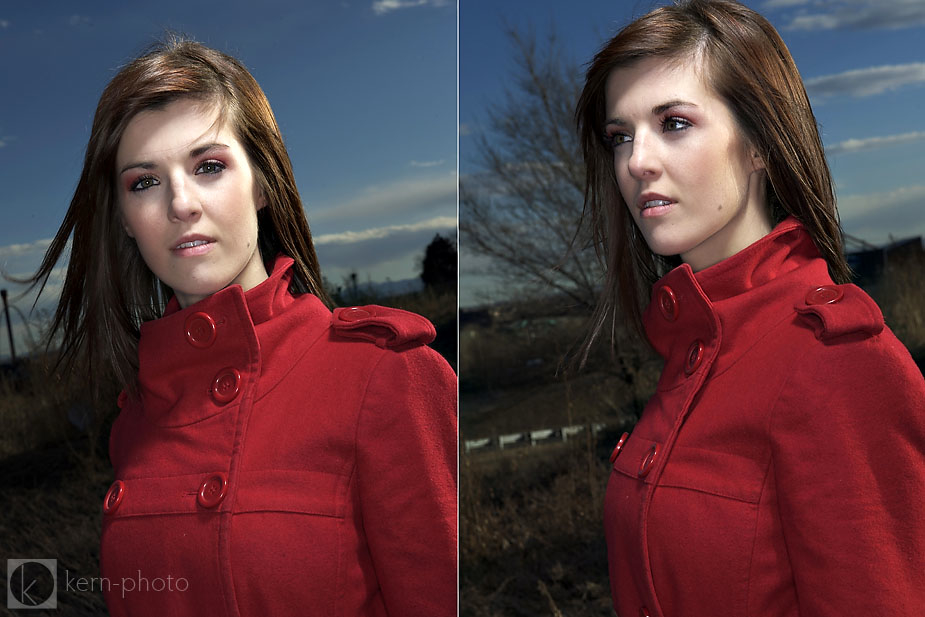 denver engagement photography near downtown lit with Alien Bees beauty dish and ring-flash fill
